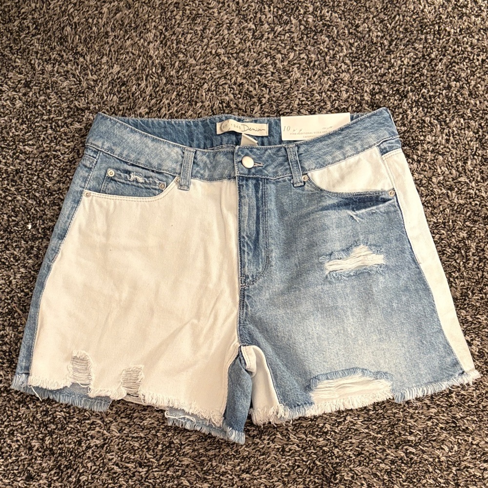 Blue and White Jean Shorts